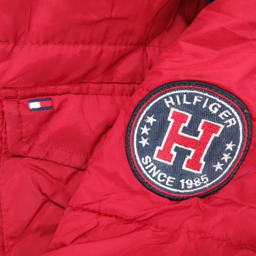 TOMMY HILFIGER(トミーヒルフィガー)の古着 トミーヒルフィガー TOMMY HILFIGER 長袖 ブランド ジャケット パーカー キッズ ボーイズ 子供服 ワンポイントロゴ 総柄 赤他 レッド 内側フリース 23oct17 キッズ/ベビー/マタニティのベビー服(~85cm)(シャツ/カットソー)の商品写真