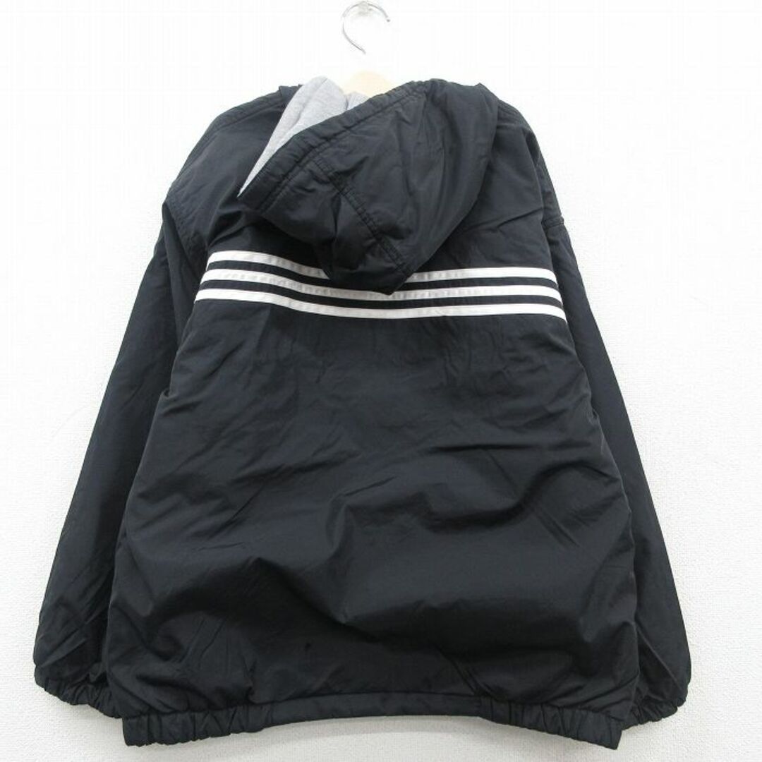 adidas(アディダス)の古着 アディダス adidas 長袖 ナイロン ジャケット パーカー キッズ ボーイズ 子供服 90年代 90s ビッグロゴ 刺繍 リバーシブル 黒他 ブラック 23oct24 キッズ/ベビー/マタニティのベビー服(~85cm)(シャツ/カットソー)の商品写真