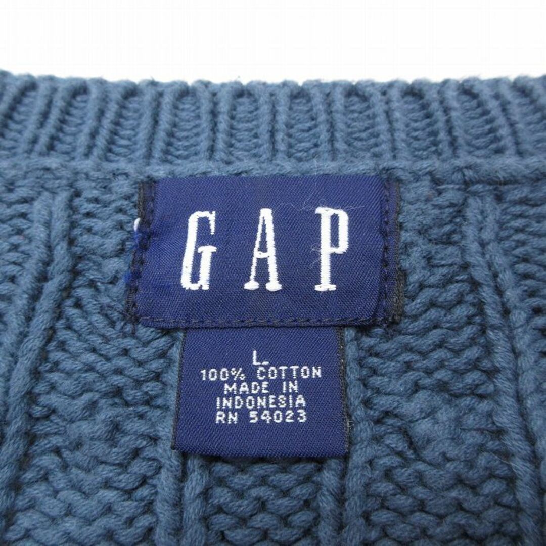 GAP(ギャップ)の古着 ギャップ GAP 長袖 ケーブル セーター レディース 00年代 00s コットン Vネック 薄紺 ネイビー 23oct16 中古 ニット トップス レディースのトップス(ニット/セーター)の商品写真