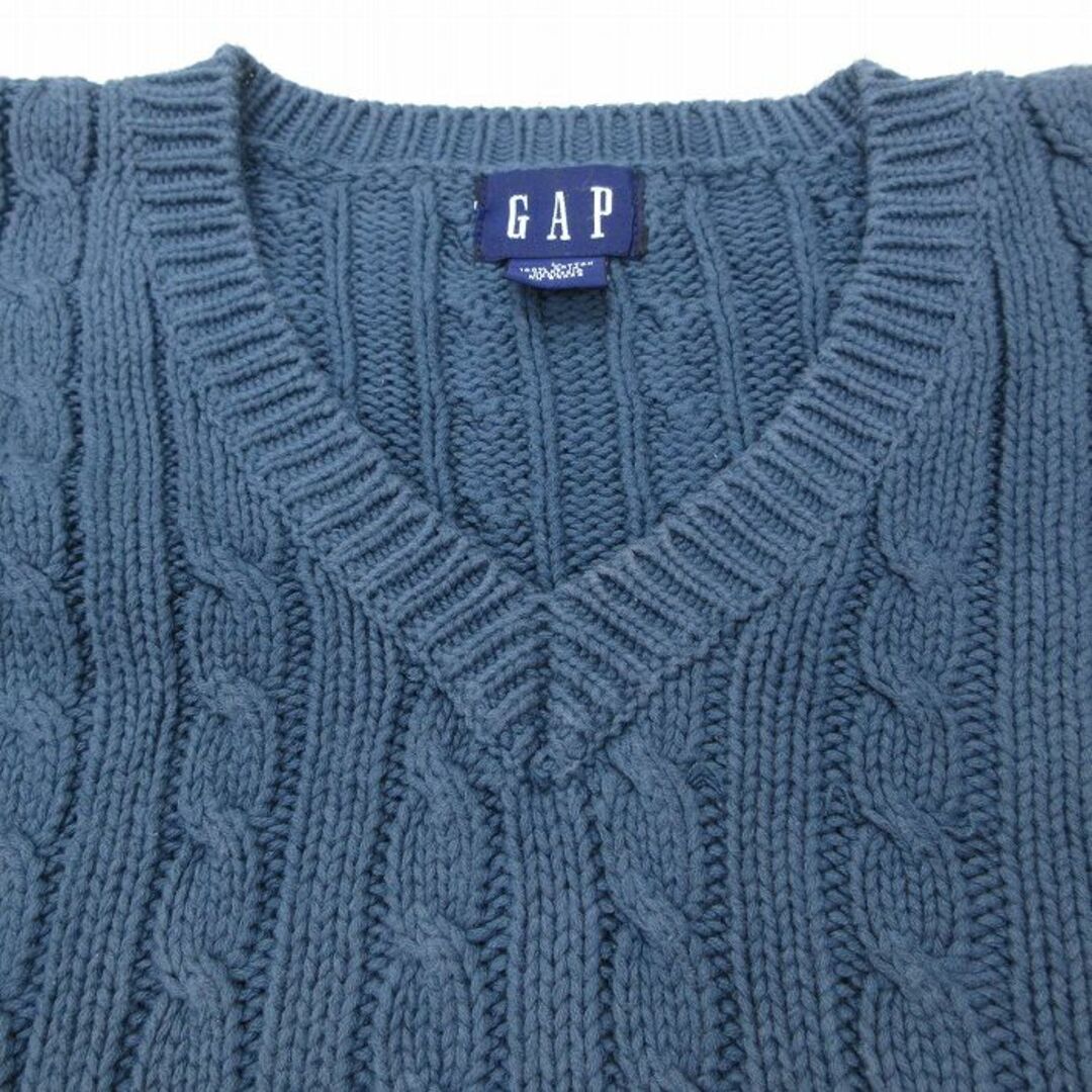 GAP(ギャップ)の古着 ギャップ GAP 長袖 ケーブル セーター レディース 00年代 00s コットン Vネック 薄紺 ネイビー 23oct16 中古 ニット トップス レディースのトップス(ニット/セーター)の商品写真