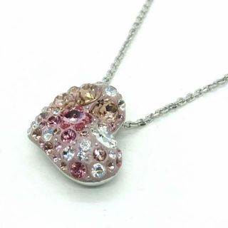 スワロフスキー(SWAROVSKI)のSWAROVSKI(スワロフスキー) ネックレス美品  - 金属素材×スワロフスキークリスタル シルバー×ピンク×マルチ ハート(ネックレス)