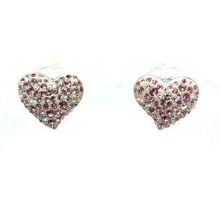 スワロフスキー(SWAROVSKI)のSWAROVSKI(スワロフスキー) ピアス - 金属素材×スワロフスキークリスタル シルバー×ピンク×マルチ ハート(ピアス)