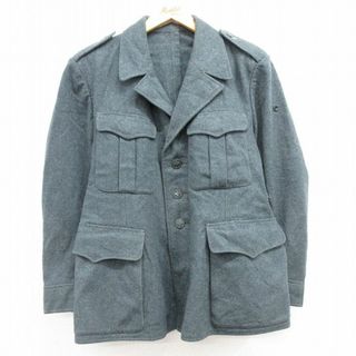 L★古着 長袖 ビンテージ ミリタリー ジャケット 将校服 メンズ 70年代 70s ウール 紺系 ネイビー 霜降り 23oct19 中古 アウター フライト(ダッフルコート)