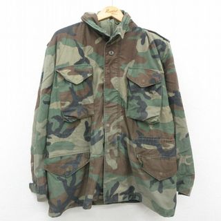 XL★古着 長袖 ミリタリー フィールド ジャケット メンズ 80年代 80s M-65 ウッドランドカモ スコービル 緑 グリーン 迷彩 23oct21 中古 アウター フライト(ダッフルコート)