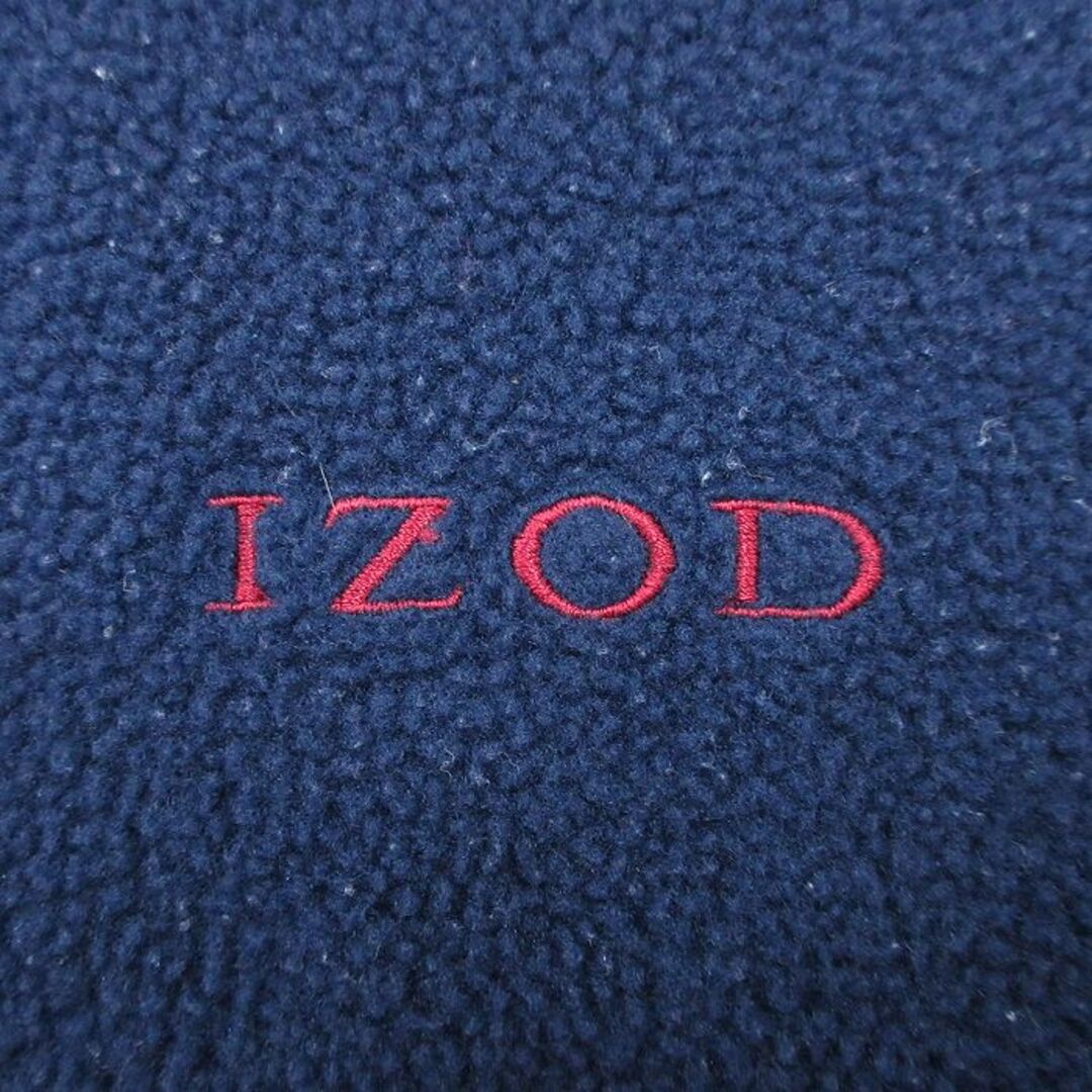 L★古着 IZOD 長袖 フリース ジャケット メンズ 90年代 90s ワンポイントロゴ 大きいサイズ USA製 紺 ネイビー 23oct16 中古 アウター メンズのジャケット/アウター(ダッフルコート)の商品写真