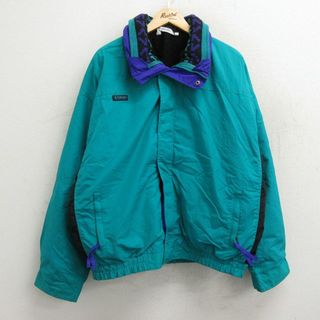 コロンビア(Columbia)のXL★古着 コロンビア COLUMBIA 長袖 ジャケット メンズ 90年代 90s 大きいサイズ USA製 青緑他 内側フリース 23oct17 中古 アウター(ダッフルコート)