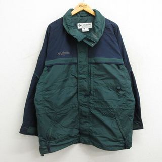 コロンビア(Columbia)のXL★古着 コロンビア COLUMBIA 長袖 マウンテン ジャケット メンズ 00年代 00s ワンポイントロゴ 大きいサイズ 緑他 グリーン 23oct19 中古 アウター(ダッフルコート)