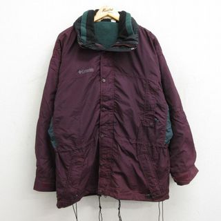 コロンビア(Columbia)のXL★古着 コロンビア COLUMBIA 長袖 ナイロン ジャケット メンズ 00年代 00s ワンポイントロゴ エンジ 内側フリース 23oct24 中古 アウター(ダッフルコート)