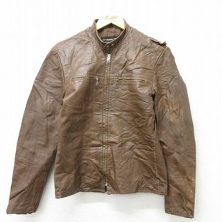 ハーレーダビッドソン(Harley Davidson)のS★古着 ハーレーダビッドソン Harley Davidson 長袖 ビンテージ レザー ジャケット メンズ 70年代 70s シングルライダース 茶 ブラウン 23oct21 中古 アウター 革ジャン 皮ジャン(ダッフルコート)