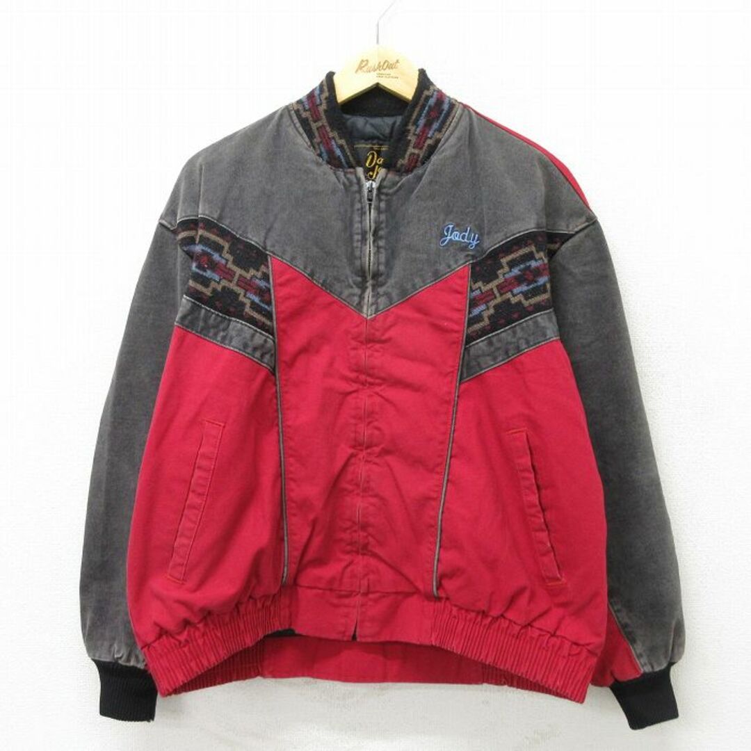XL☆古着 長袖 ジャケット メンズ 90年代 90s 鳥 刺繍 XL☆古着 長袖 ジャケット メンズ 90年代 90s 鳥 刺繍