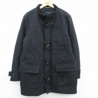 ノーティカ(NAUTICA)のXL★古着 ノーティカ NAUTICA 長袖 ブランド ウール ダッフル コート メンズ 00年代 00s ロング丈 襟コーデュロイ 黒 ブラック 霜降り 内側キルティング 23oct25 中古 アウター(ダッフルコート)