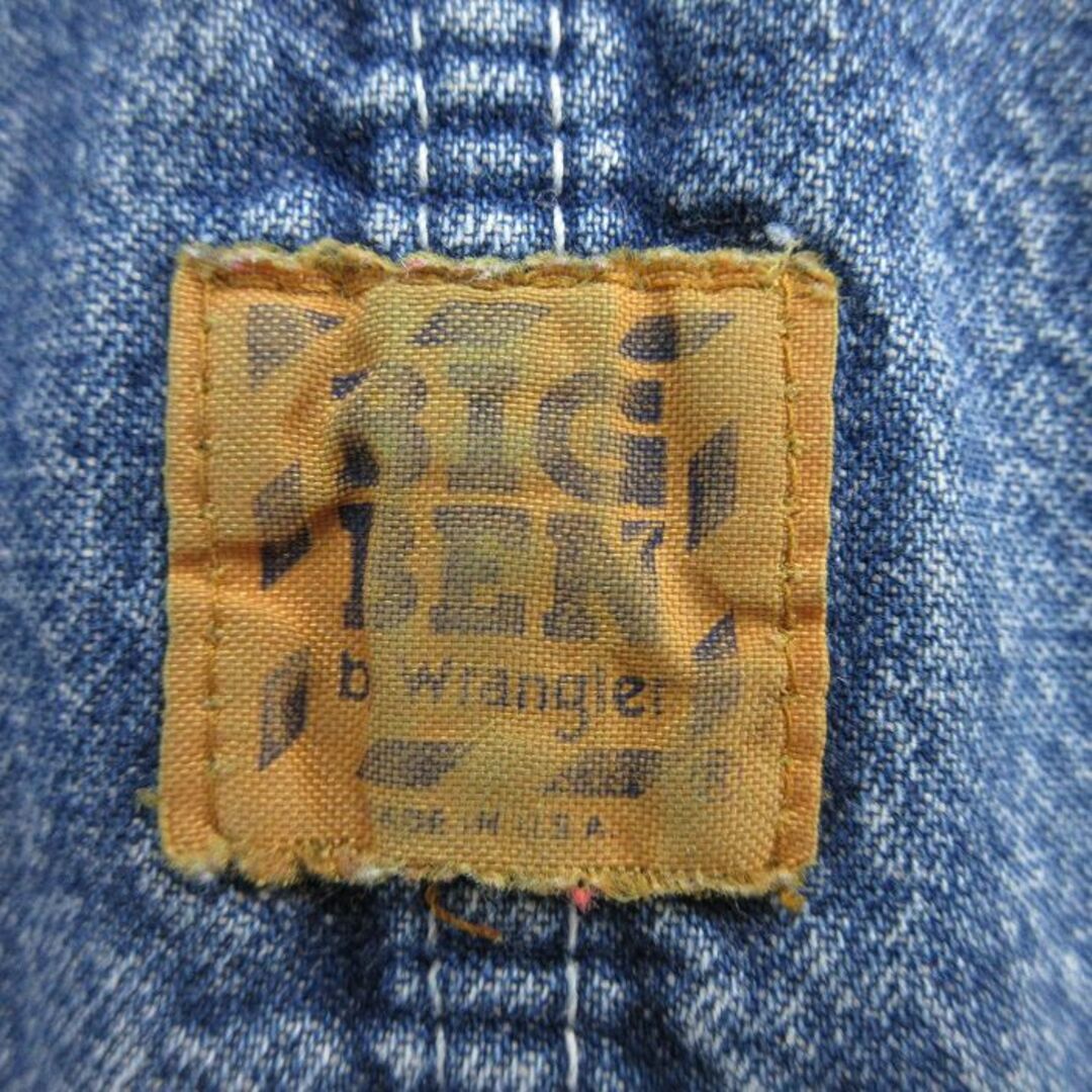 Wrangler(ラングラー)のW38★古着 ビッグベン BIG BEN ラングラー Wrangler オーバーオール メンズ 80年代 80s USA製 紺 ネイビー デニム 23oct20 中古 ボトムス メンズのパンツ(サロペット/オーバーオール)の商品写真