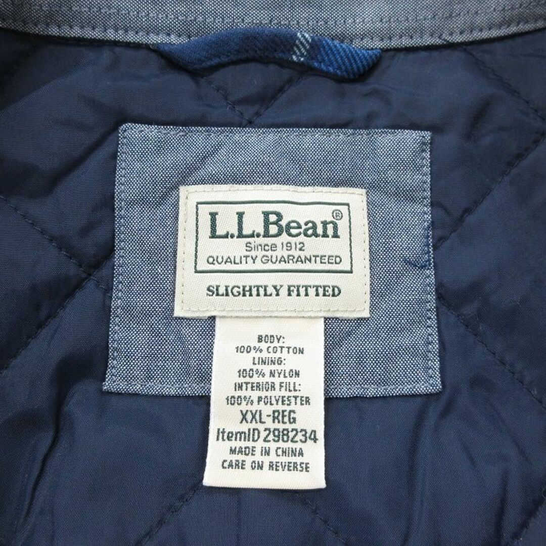 L.L.Bean(エルエルビーン)のXL★古着 エルエルビーン LLBEAN 長袖 ヘビー フランネル シャツ メンズ 00年代 00s ロング丈 大きいサイズ コットン 青他 ブルー チェック 内側キルティング 23oct16 中古 トップス メンズのトップス(シャツ)の商品写真