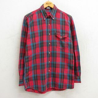 ウールリッチ(WOOLRICH)のM★古着 ウールリッチ WOOLRICH 長袖 フランネル シャツ メンズ 90年代 90s コットン ボタンダウン 赤他 レッド チェック 23oct23 中古 トップス(シャツ)