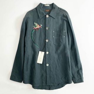 ポールスミス(Paul Smith)の41c22《未使用》Paul Smith Collection ポールスミスコレクション 194-223 L カーキグリーン 刺繍デザイン リネンジャケット カバーオール メンズ 春夏向け 【中古】(その他)