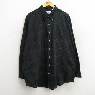 XL★古着 マックレガー 長袖 シャツ メンズ 90年代 90s 大きいサイズ ロング丈 ボタンダウン 緑他 グリーン チェック 23oct21 中古 トップス(シャツ)