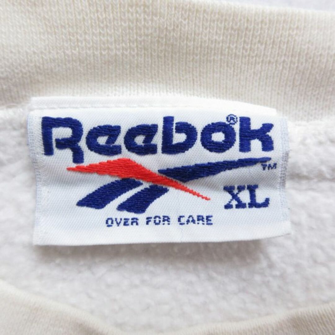 Reebok(リーボック)のXL★古着 リーボック REEBOK 長袖 スウェット メンズ 90年代 90s USAロゴ 星条旗 ハンドペイント 大きいサイズ コットン クルーネック USA製 白 ホワイト 23oct18 中古 スエット トレーナー トップス メンズのトップス(パーカー)の商品写真