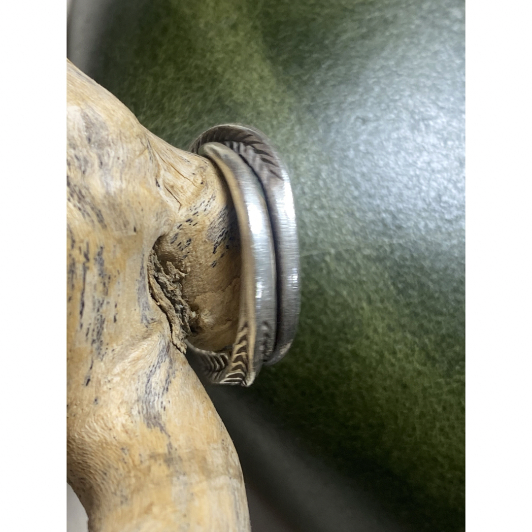 カレンシルバーフェザーデザインリング　ハンドメイド手作りオープンリング銀指輪g2 メンズのアクセサリー(リング(指輪))の商品写真