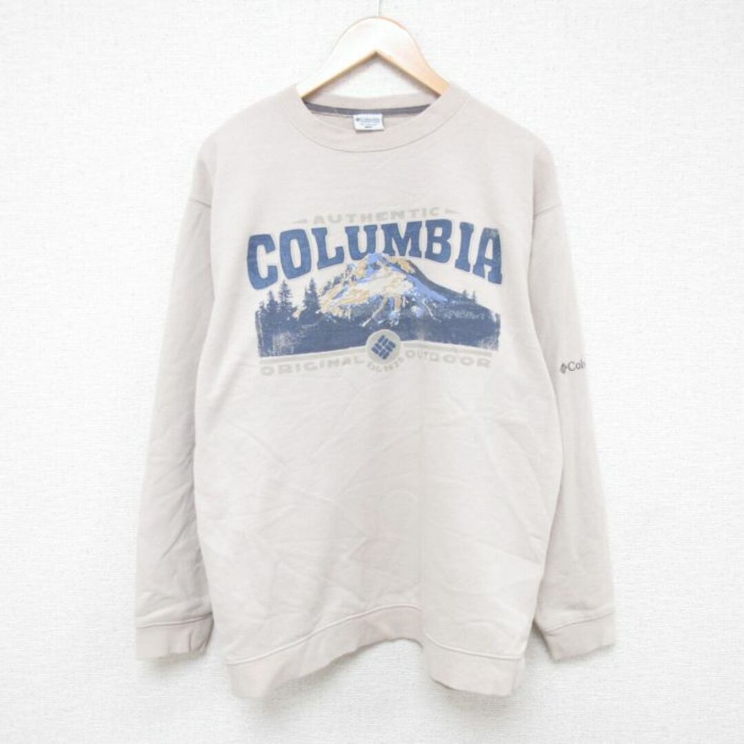 Columbia(コロンビア)のXL★古着 コロンビア COLUMBIA Columbia 長袖 ブランド スウェット メンズ 00年代 00s 山 クルーネック ベージュ カーキ 23oct20 中古 スエット トレーナー トップス メンズのトップス(パーカー)の商品写真