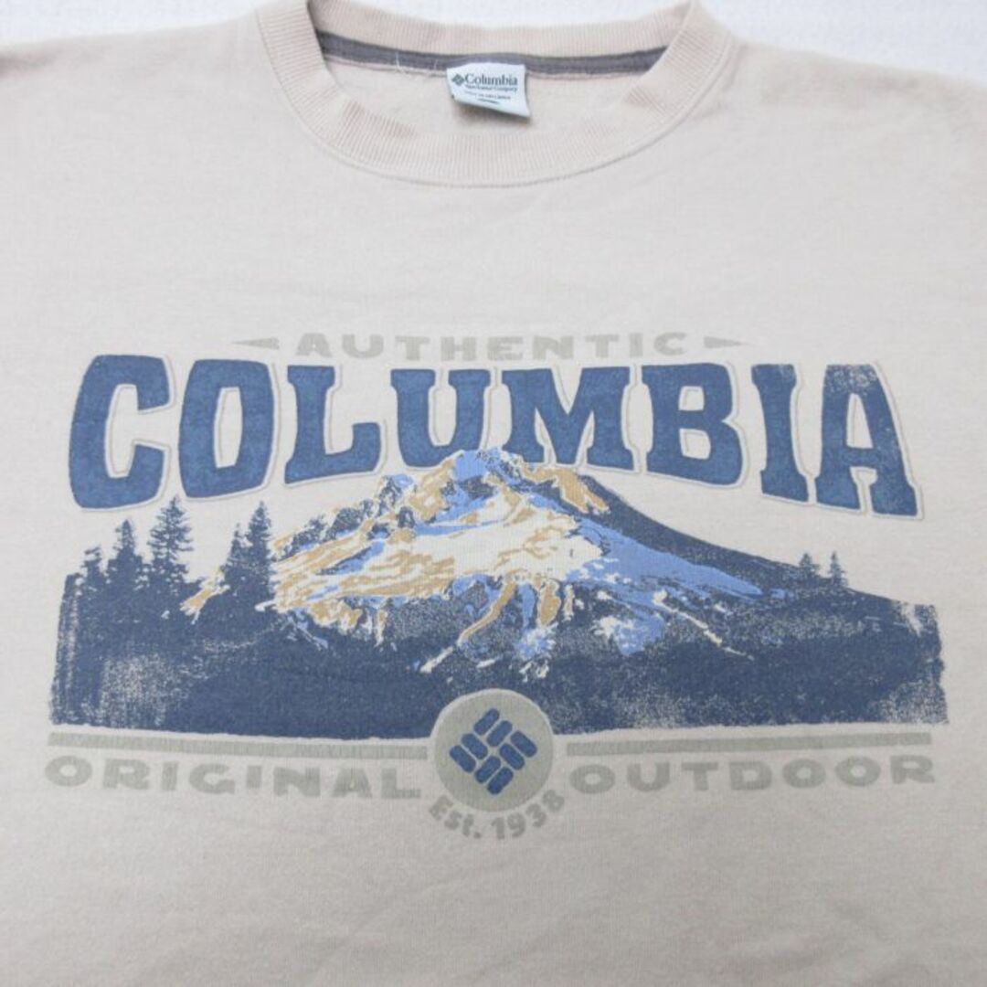 Columbia(コロンビア)のXL★古着 コロンビア COLUMBIA Columbia 長袖 ブランド スウェット メンズ 00年代 00s 山 クルーネック ベージュ カーキ 23oct20 中古 スエット トレーナー トップス メンズのトップス(パーカー)の商品写真