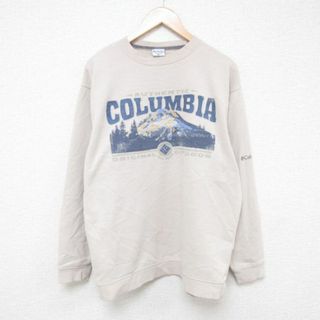 コロンビア(Columbia)のXL★古着 コロンビア COLUMBIA Columbia 長袖 ブランド スウェット メンズ 00年代 00s 山 クルーネック ベージュ カーキ 23oct20 中古 スエット トレーナー トップス(パーカー)