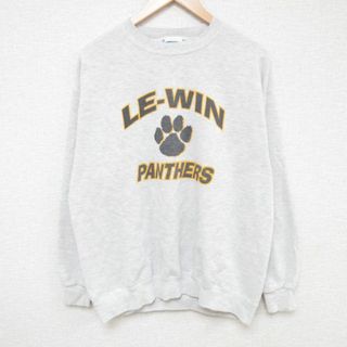 リー(Lee)のL★古着 リー Lee 長袖 スウェット メンズ 00年代 00s LE WIN PANTHERS クルーネック 薄グレー 霜降り 23oct21 中古 スエット トレーナー トップス(パーカー)