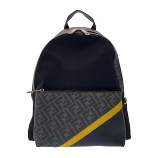 フェンディ(FENDI)のFENDI(フェンディ) リュックサック美品  - 7VZ042 グレー×黒×イエロー バックパック PVC(塩化ビニール)×ナイロン×レザー(リュック/バックパック)