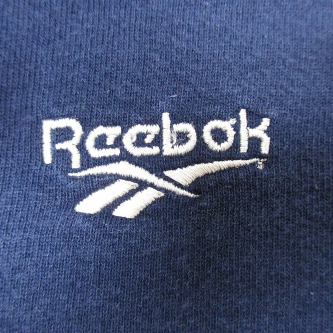 Reebok(リーボック)のM★古着 リーボック REEBOK 長袖 ハーフジップ スウェット メンズ 90年代 90s ワンポイントロゴ クルーネック USA製 紺 ネイビー 23oct25 中古 スエット トレーナー トップス メンズのトップス(パーカー)の商品写真