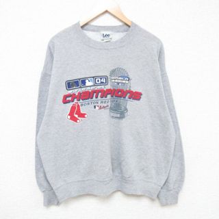 リー(Lee)のXL★古着 リー Lee 長袖 スウェット メンズ 00年代 00s MLB ボストンレッドソックス クルーネック グレー 霜降り メジャーリーグ ベースボール 野球 23oct25 中古 スエット トレーナー トップス(パーカー)