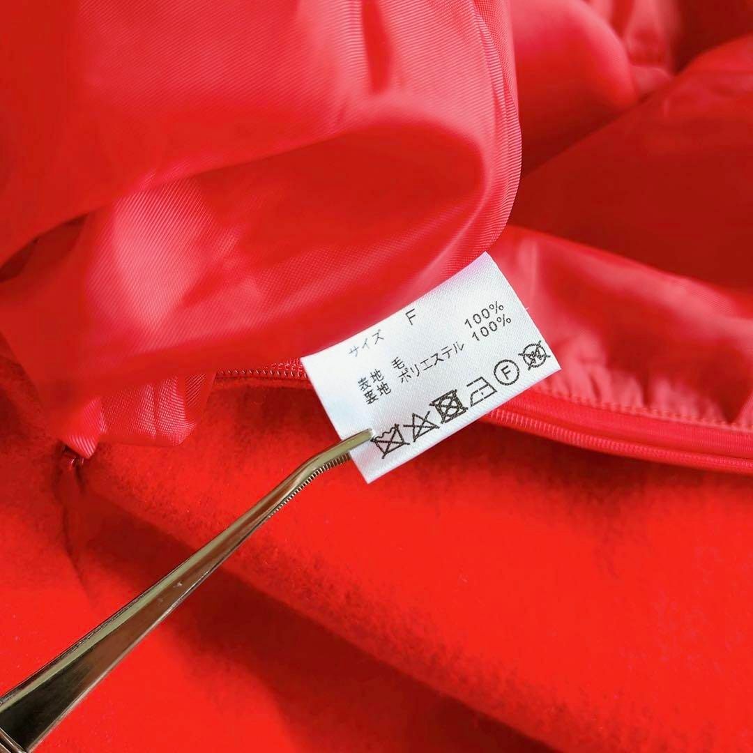 OBLI(オブリ)の【完売品】オブリ OBLI クロスリボンワンピース 赤 レッド 袖なし ウール レディースのワンピース(ひざ丈ワンピース)の商品写真