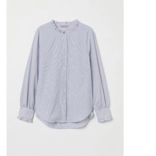 H&M - シャツ　ブラウス　長袖　ブルー　ストライプ　フリル　可愛い　新品　h&m