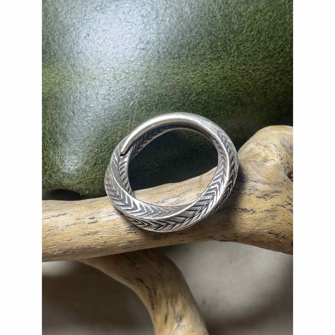 カレンシルバーフェザーデザインリング　ハンドメイド手作りオープンリング銀指輪k3 メンズのアクセサリー(リング(指輪))の商品写真
