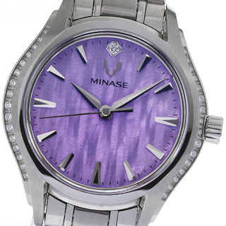 ミナセ MINASE UG01-M01NVL-SSBD ルナアーチ ダイヤベゼル クォーツ レディース 良品 箱・保証書付き_809234(腕時計)