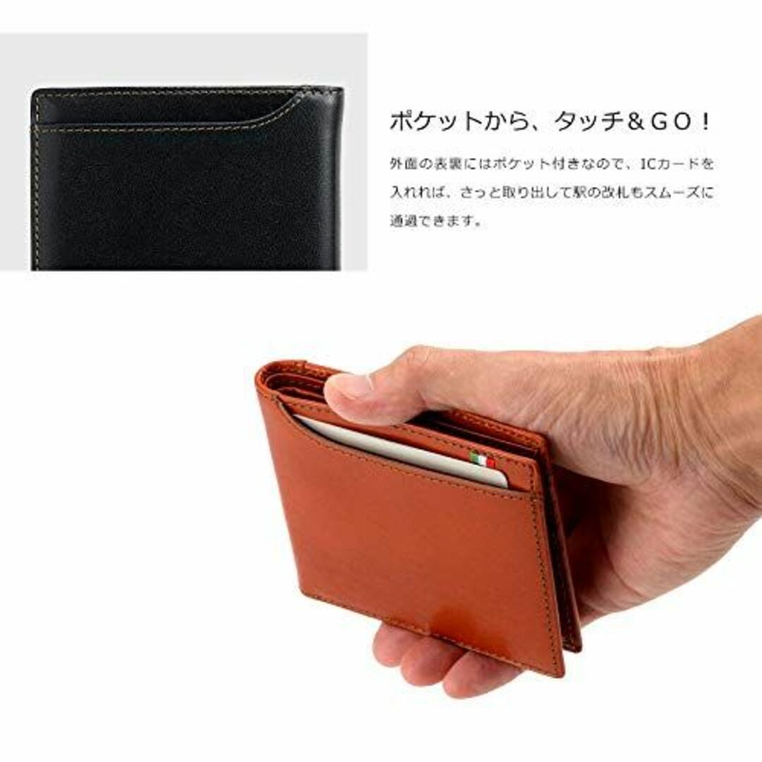 【色: オレンジ】[ミラグロ] タンポナート レザー 二つ折り財布 (小銭入れな メンズのバッグ(その他)の商品写真