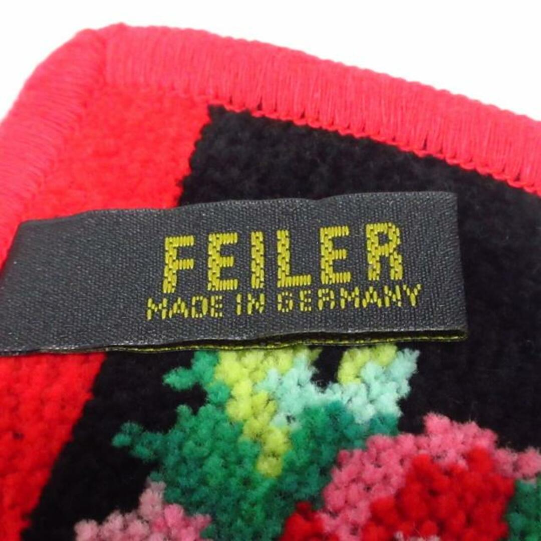 FEILER(フェイラー)のFEILER(フェイラー) ハンカチ美品  - 黒×レッド×マルチ 花柄 レディースのファッション小物(ハンカチ)の商品写真