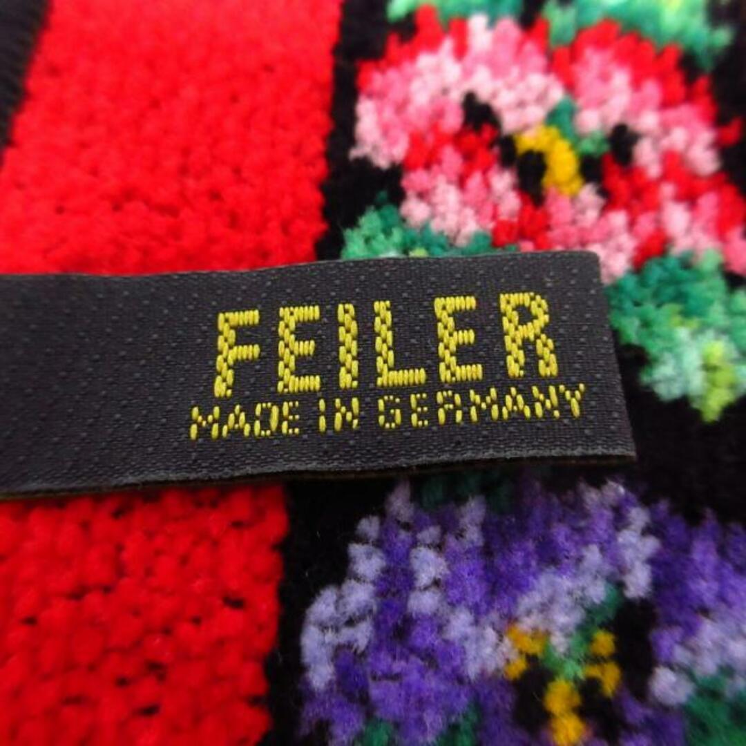 FEILER(フェイラー)のFEILER(フェイラー) ハンカチ美品  - レッド×黒×マルチ 花柄 レディースのファッション小物(ハンカチ)の商品写真