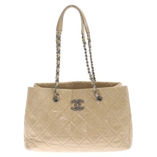 シャネル(CHANEL)のCHANEL シャネル ココマーク マトラッセ チェーン ラージ ショッピング ショルダー トートバッグ エイジドカーフ シルバー金具 ベージュ(トートバッグ)