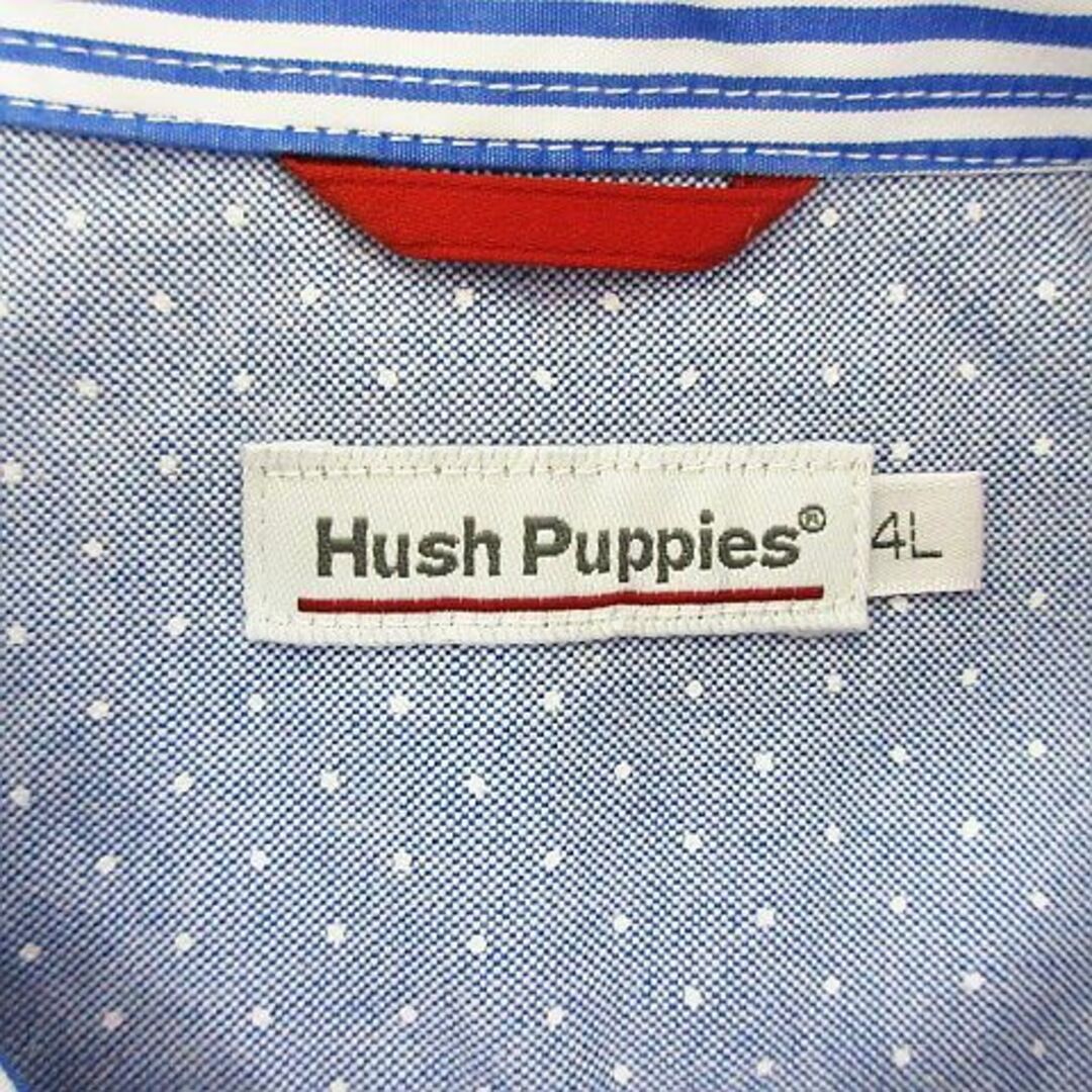 Hush Puppies(ハッシュパピー)のハッシュパピー シャツ 長袖 ボタンダウン ドット 胸ポケット 4L ブルー メンズのトップス(シャツ)の商品写真