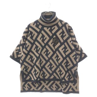 FENDI - FENDI フェンディ ズッカ柄 7分丈 ニットポンチョ レディース ブラウン/ブラック FZY639