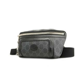 グッチ(Gucci)の【4gd3237】グッチ ボディバッグ/GGスプリーム/PVC/レザー/ブラック/シルバー金具 【中古】 メンズ(ボディーバッグ)