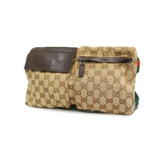 グッチ(Gucci)の★SALE 【4gd3255】グッチ ウエストバッグ/GGキャンバス/シェリーライン/28566/キャンバス/ベージュ/シルバー金具 【中古】 レディース(ボディバッグ/ウエストポーチ)