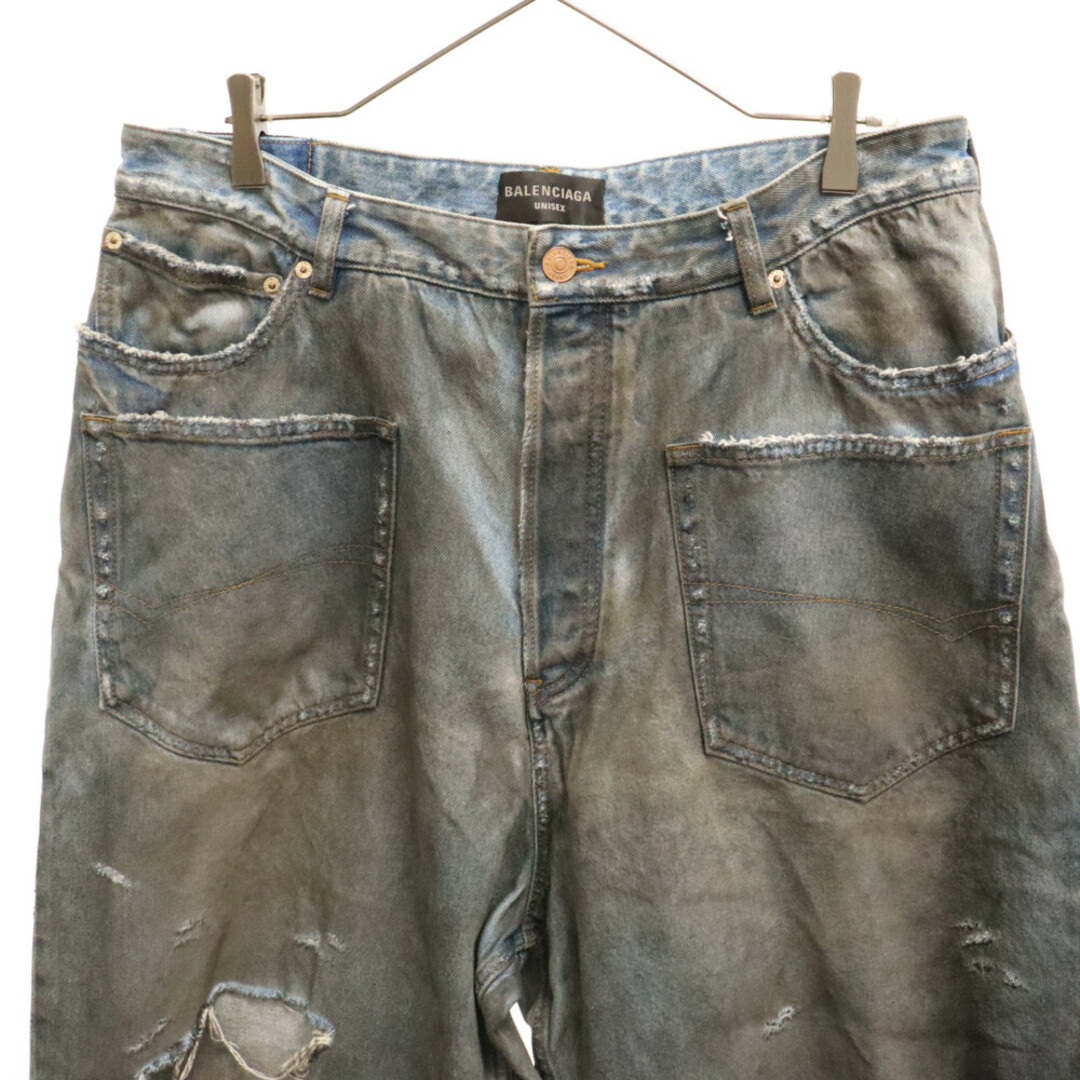 Balenciaga(バレンシアガ)のBALENCIAGA バレンシアガ 23AW PATCHED POCKET BAGGY JEANS ダメージ加工 パッチドポケットバギージーンズ ワイドデニムパンツ インディゴ 751111 TDW14 メンズのパンツ(デニム/ジーンズ)の商品写真