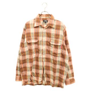 STUSSY ステューシー 80S VINTAGE ヴィンテージ オンブレチェック長袖シャツ 黒タグ 赤タブ レッド