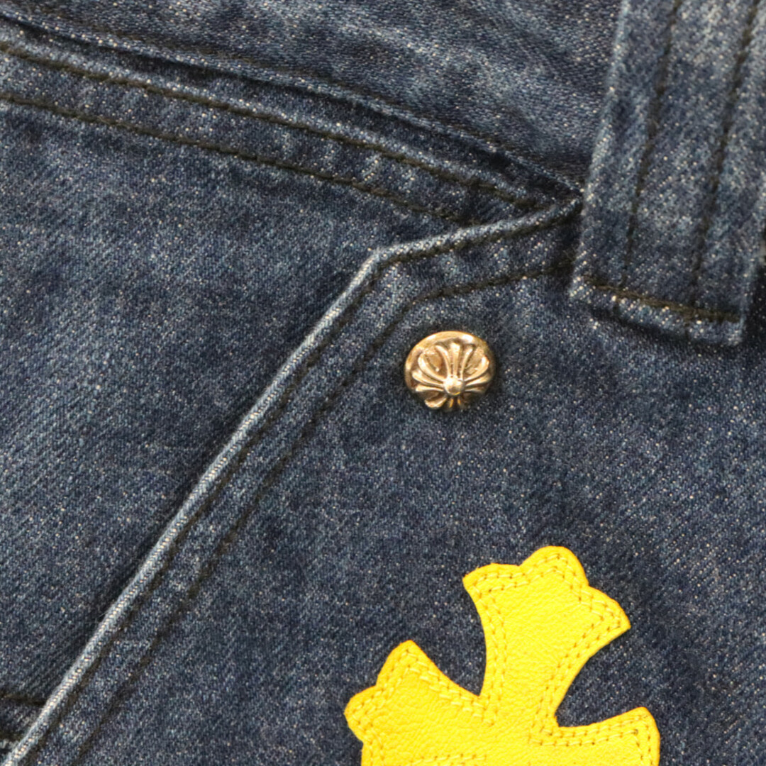 Chrome Hearts(クロムハーツ)のCHROME HEARTS クロムハーツ DENIM CARPENTER CROSS PATCH クロスパッチ アフターカスタム カーペンターデニムパンツ インディゴ/イエロー/ブラック メンズのパンツ(デニム/ジーンズ)の商品写真