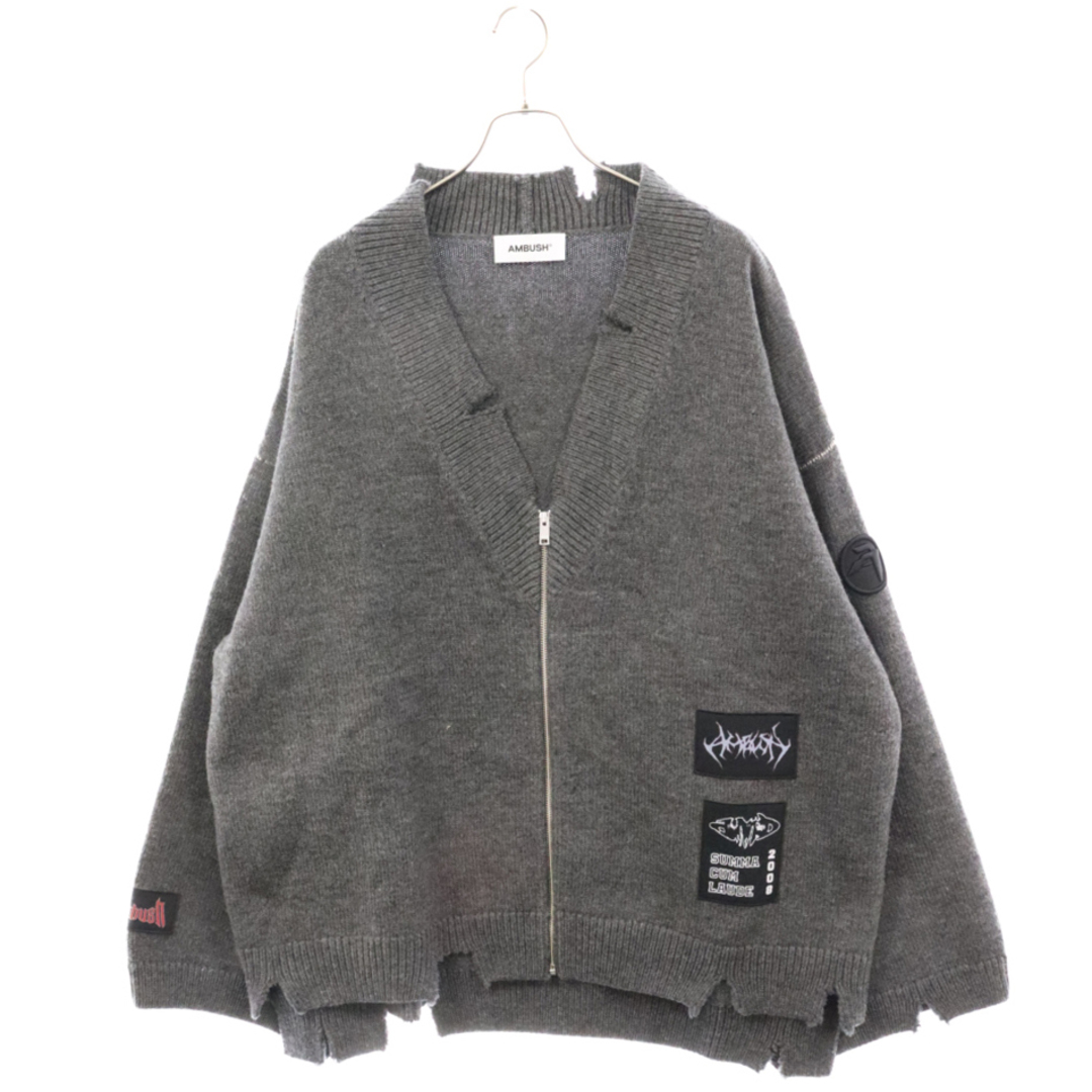 AMBUSH(アンブッシュ)のAMBUSH アンブッシュ 23AW FELTED KNIT ZIP CARDIGAN フェルテッド ニットカーディガン チャコールグレー 12115082 メンズのトップス(カーディガン)の商品写真