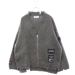 アンブッシュ(AMBUSH)のAMBUSH アンブッシュ 23AW FELTED KNIT ZIP CARDIGAN フェルテッド ニットカーディガン チャコールグレー 12115082(カーディガン)