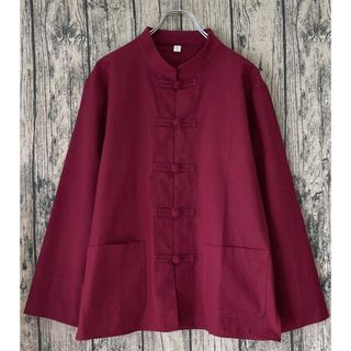 チャイナシャツ china shirt wine-red sizeL(シャツ)