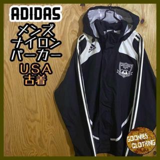 アディダス(adidas)のアディダス ナイロンジャケット パーカー USA古着 90s 長袖 ロゴ メンズ(ナイロンジャケット)