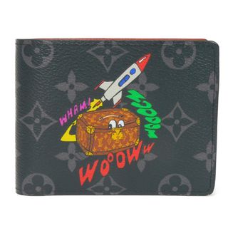 ルイヴィトン(LOUIS VUITTON)のLOUIS VUITTON ルイ・ヴィトン ポルトフォイユ ミュルティプル LVロゴ フラワー マルチカラー RFID ICチップ モノグラム エクリプス トランク ロケット コクリコ 二つ折り財布 M80930(折り財布)