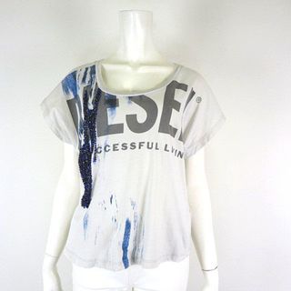 ディーゼル(DIESEL)のディーゼル カットソー Tシャツ ロゴ ペイント ビーズ ドルマン 半袖 XS(カットソー(半袖/袖なし))